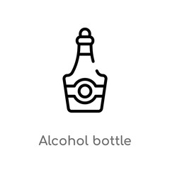 outline alcohol bottle vector icon. isolated black simple line element illustration from desert concept. editable vector stroke alcohol bottle icon on white background