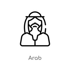 outline arab vector icon. isolated black simple line element illustration from desert concept. editable vector stroke arab icon on white background