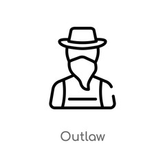 outline outlaw vector icon. isolated black simple line element illustration from desert concept. editable vector stroke outlaw icon on white background