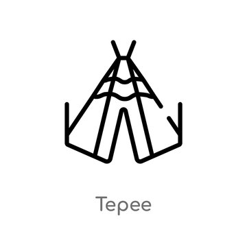 outline tepee vector icon. isolated black simple line element illustration from desert concept. editable vector stroke tepee icon on white background