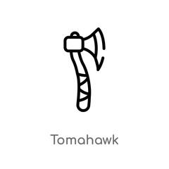 outline tomahawk vector icon. isolated black simple line element illustration from wild west concept. editable vector stroke tomahawk icon on white background