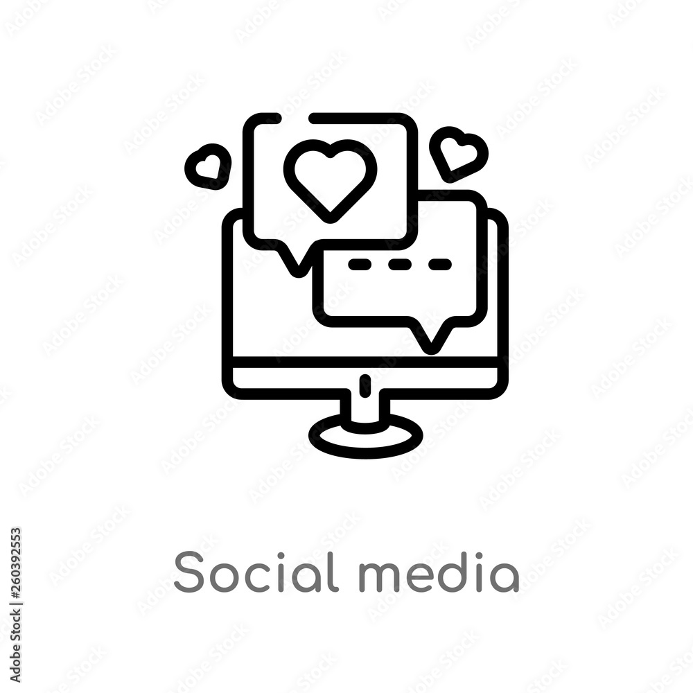 Wall mural outline social media vector icon. isolated black simple line element illustration from digital econo