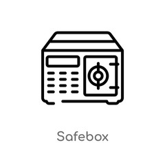 outline safebox vector icon. isolated black simple line element illustration from digital economy concept. editable vector stroke safebox icon on white background
