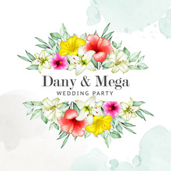 beautiful watercolor floral  wedding card