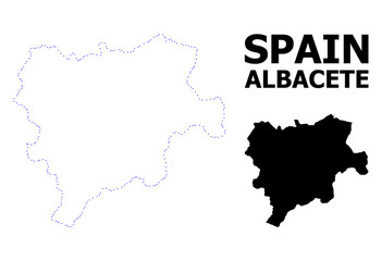 Vector Contour Dotted Map of Albacete Province with Caption
