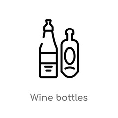 outline wine bottles vector icon. isolated black simple line element illustration from drinks concept. editable vector stroke wine bottles icon on white background