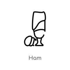 outline ham vector icon. isolated black simple line element illustration from drinks concept. editable vector stroke ham icon on white background