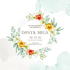 beautiful watercolor floral  wedding card