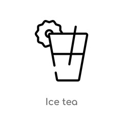 outline ice tea vector icon. isolated black simple line element illustration from drinks concept. editable vector stroke ice tea icon on white background