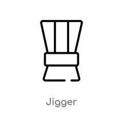 outline jigger vector icon. isolated black simple line element illustration from drinks concept. editable vector stroke jigger icon on white background