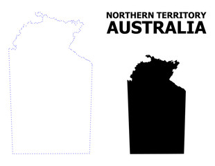 Vector Contour Dotted Map of Australian Northern Territory with Name
