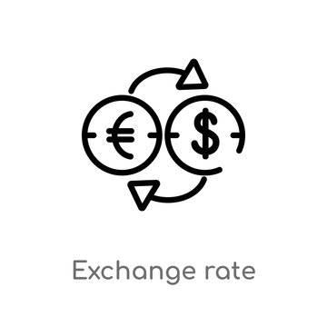 outline exchange rate vector icon. isolated black simple line element illustration from e-commerce and payment concept. editable vector stroke exchange rate icon on white background