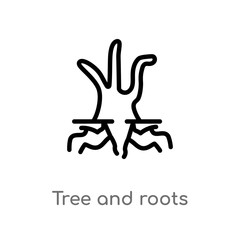 Obraz premium outline tree and roots vector icon. isolated black simple line element illustration from ecology concept. editable vector stroke tree and roots icon on white background