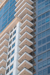 Apartment home balconies close up. Mortgage, new accommodation concept