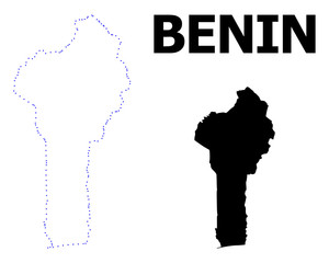 Vector Contour Dotted Map of Benin with Caption