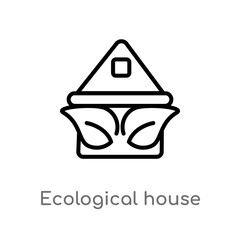 outline ecological house vector icon. isolated black simple line element illustration from ecology concept. editable vector stroke ecological house icon on white background