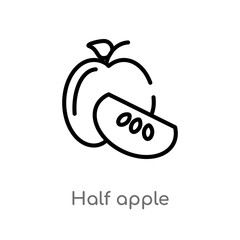 outline half apple vector icon. isolated black simple line element illustration from ecology concept. editable vector stroke half apple icon on white background