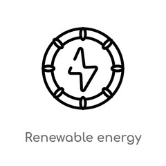 outline renewable energy vector icon. isolated black simple line element illustration from ecology concept. editable vector stroke renewable energy icon on white background