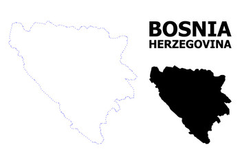 Vector Contour Dotted Map of Bosnia and Herzegovina with Caption