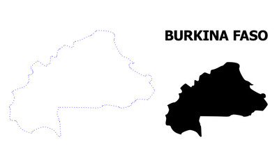 Vector Contour Dotted Map of Burkina Faso with Name