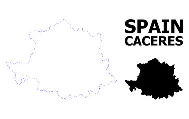 Vector Contour Dotted Map of Caceres Province with Name