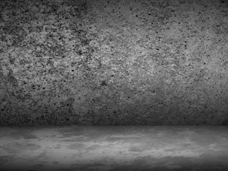 Abstract black background for web design templates, valentine, christmas, product studio room and business report with smooth gradient color. Texture dark floor with old wall.