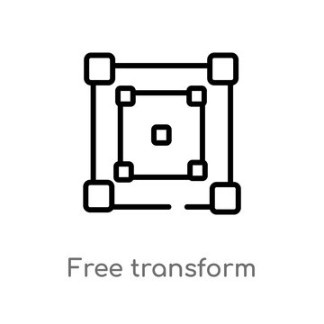 outline free transform vector icon. isolated black simple line element illustration from edit tools concept. editable vector stroke free transform icon on white background