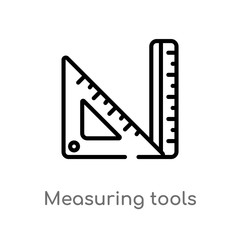 outline measuring tools vector icon. isolated black simple line element illustration from education concept. editable vector stroke measuring tools icon on white background