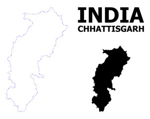 Vector Contour Dotted Map of Chhattisgarh State with Caption