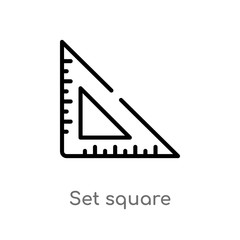outline set square vector icon. isolated black simple line element illustration from education concept. editable vector stroke set square icon on white background