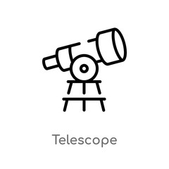 outline telescope vector icon. isolated black simple line element illustration from education concept. editable vector stroke telescope icon on white background