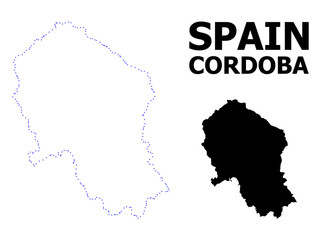 Vector Contour Dotted Map of Cordoba Spanish Province with Name