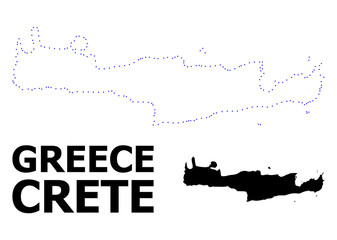 Vector Contour Dotted Map of Crete Island with Name