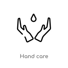 Fototapeta premium outline hand care vector icon. isolated black simple line element illustration from education concept. editable vector stroke hand care icon on white background