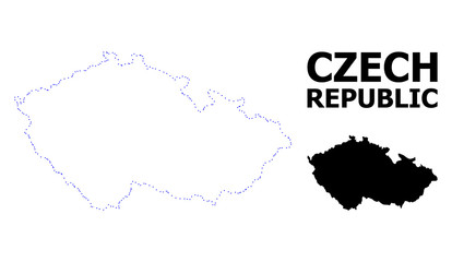 Vector Contour Dotted Map of Czech Republic with Caption