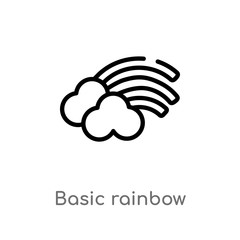 outline basic rainbow vector icon. isolated black simple line element illustration from education concept. editable vector stroke basic rainbow icon on white background