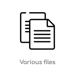 Obraz premium outline various files vector icon. isolated black simple line element illustration from education concept. editable vector stroke various files icon on white background