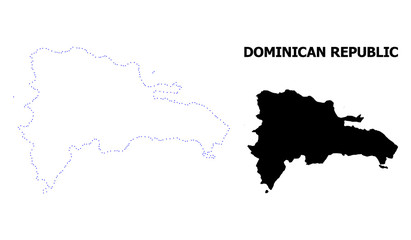 Vector Contour Dotted Map of Dominican Republic with Name