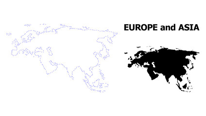Vector Contour Dotted Map of Europe and Asia with Caption