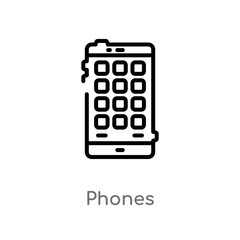 outline phones vector icon. isolated black simple line element illustration from electronic devices concept. editable vector stroke phones icon on white background