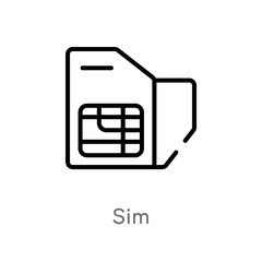 outline sim vector icon. isolated black simple line element illustration from electronic devices concept. editable vector stroke sim icon on white background