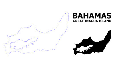Vector Contour Dotted Map of Great Inagua Island with Caption