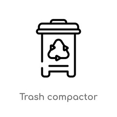 outline trash compactor vector icon. isolated black simple line element illustration from electronic devices concept. editable vector stroke trash compactor icon on white background