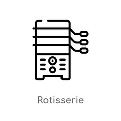 outline rotisserie vector icon. isolated black simple line element illustration from electronic devices concept. editable vector stroke rotisserie icon on white background