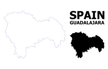 Vector Contour Dotted Map of Guadalajara Province with Name