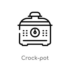 outline crock-pot vector icon. isolated black simple line element illustration from electronic devices concept. editable vector stroke crock-pot icon on white background