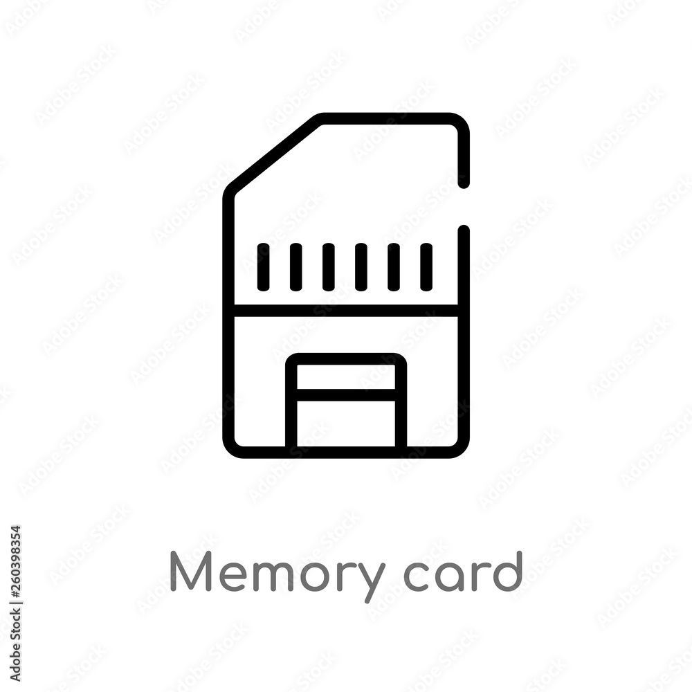 Poster outline memory card vector icon. isolated black simple line element illustration from electronic stu