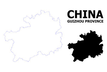 Vector Contour Dotted Map of Guizhou Province with Caption
