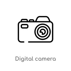 outline digital camera vector icon. isolated black simple line element illustration from electronic stuff fill concept. editable vector stroke digital camera icon on white background