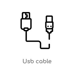Fototapeta premium outline usb cable vector icon. isolated black simple line element illustration from electronic stuff fill concept. editable vector stroke usb cable icon on white background